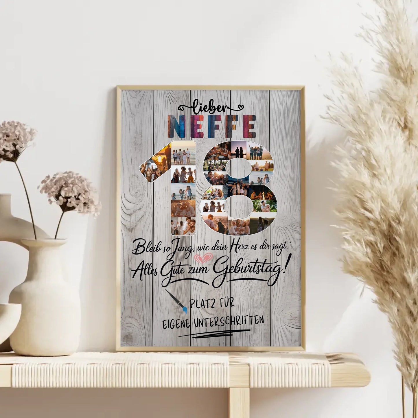 Personalisiertes Poster mit Unterschriften Neffe 18 Geburtstag Fotos