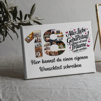 Personalisierte Fotoleinwand Wunschtext 18 Geburtstag Deine Träume