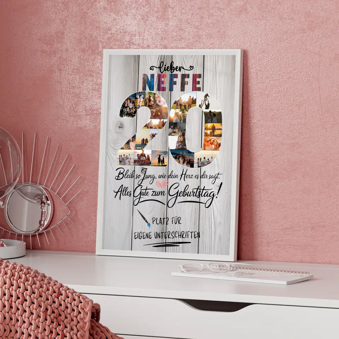 Personalisiertes Poster mit Unterschriften Neffe 20 Geburtstag Fotos