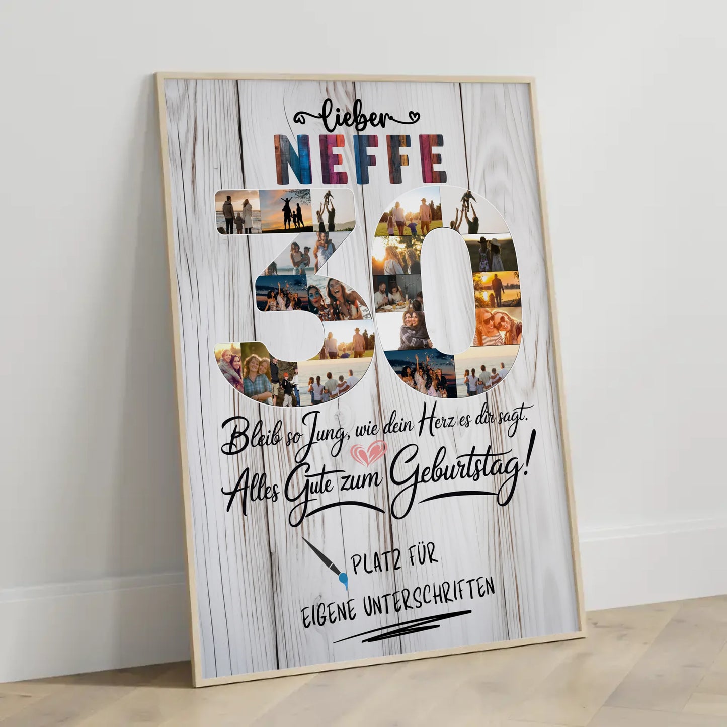 Personalisiertes Poster mit Unterschriften Neffe 30 Geburtstag Fotos Bleib Jung