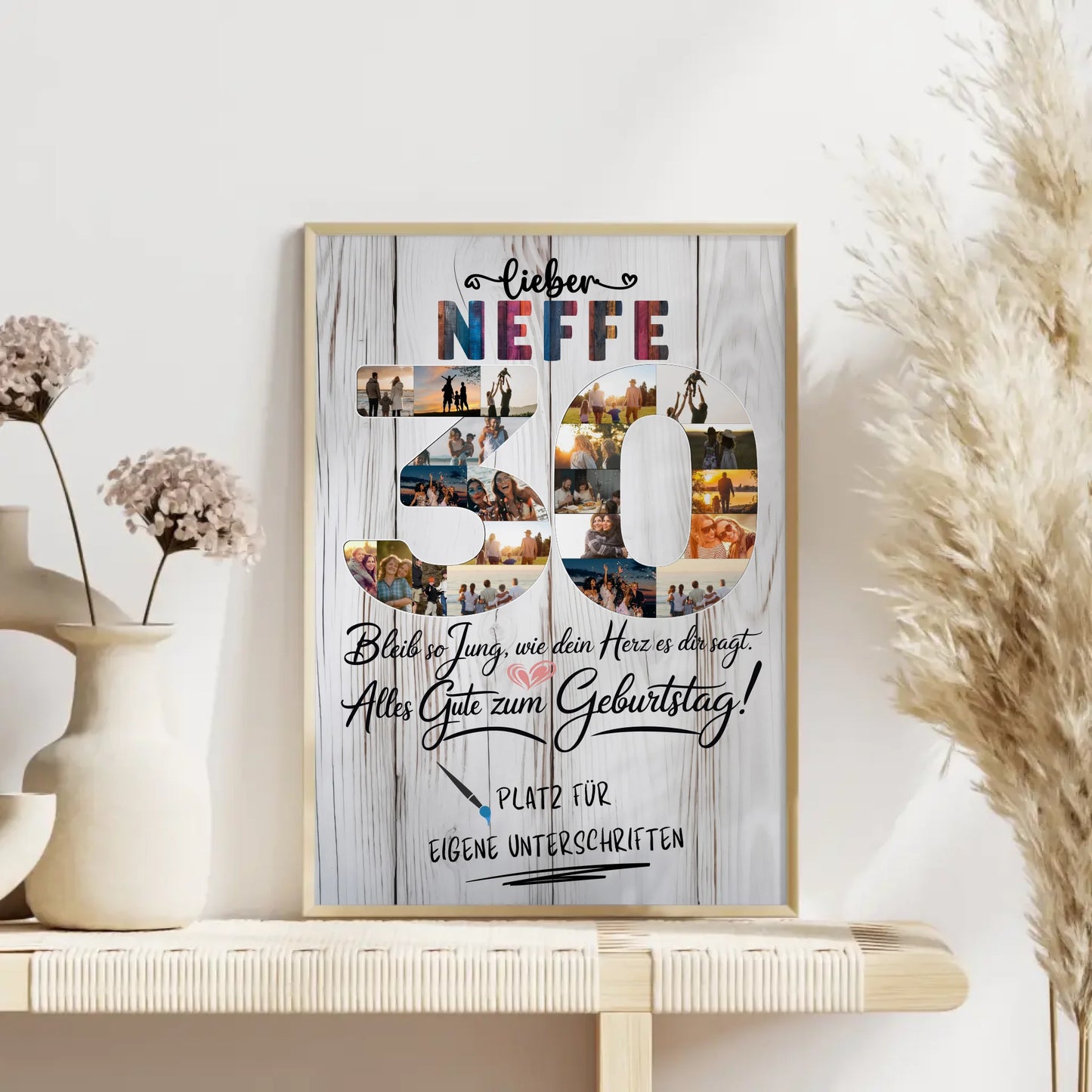Personalisiertes Poster mit Unterschriften Neffe 30 Geburtstag Fotos Bleib Jung