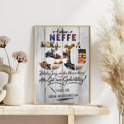 Personalisiertes Poster mit Unterschriften Neffe 30 Geburtstag Fotos Bleib Jung