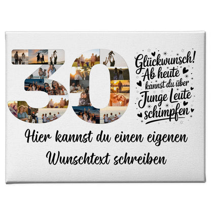 Personalisierte Fotoleinwand mit Wunschtext 30 Geburtstag Junge Leute