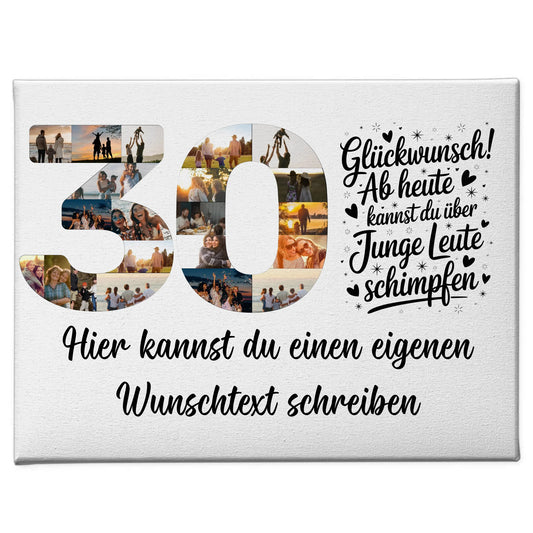 Personalisierte Fotoleinwand mit Wunschtext 30 Geburtstag Junge Leute