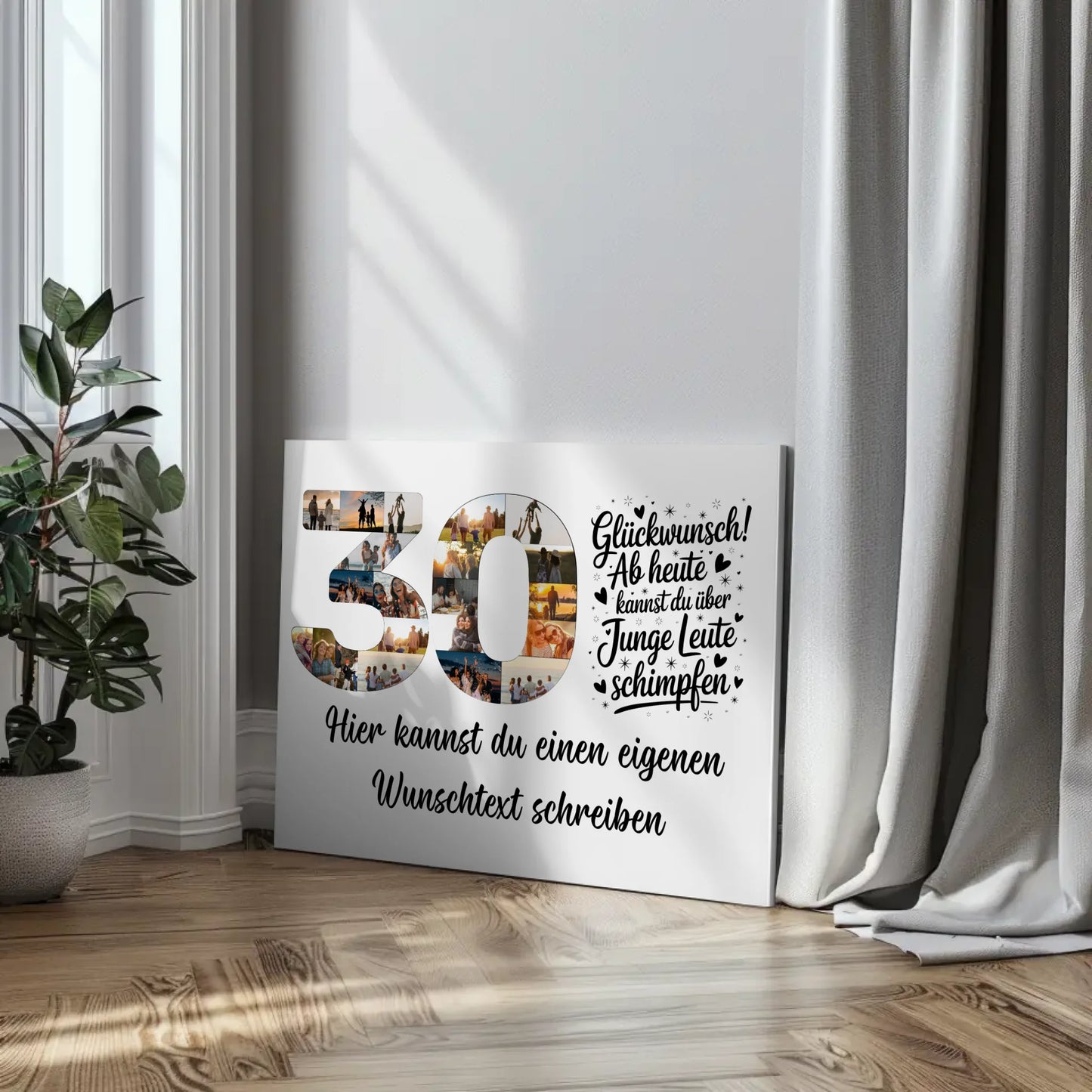 Personalisierte Fotoleinwand mit Wunschtext 30 Geburtstag Junge Leute