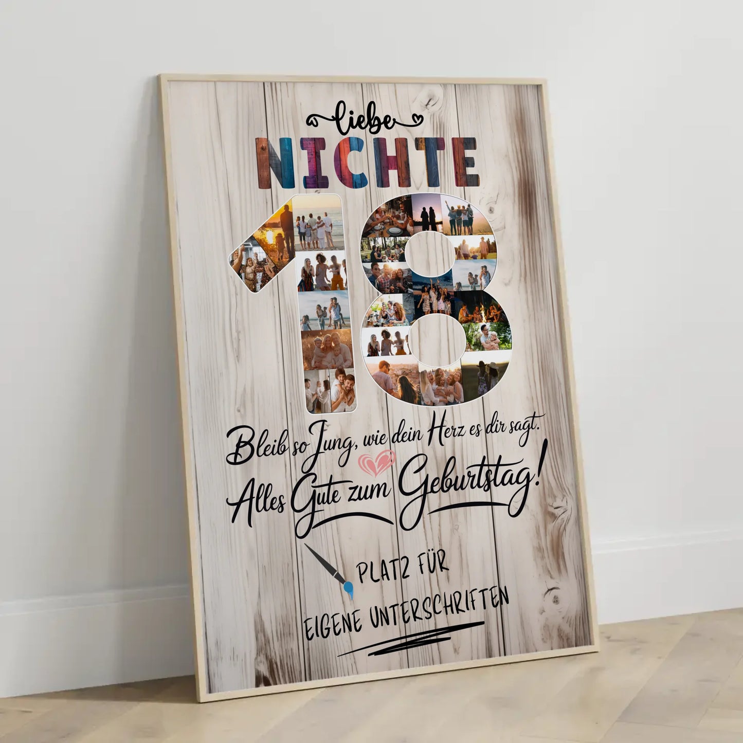 Personalisiertes Poster mit Unterschriften Nichte 18 Geburtstag Fotos