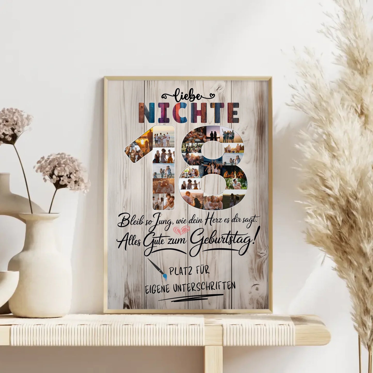 Personalisiertes Poster mit Unterschriften Nichte 18 Geburtstag Fotos