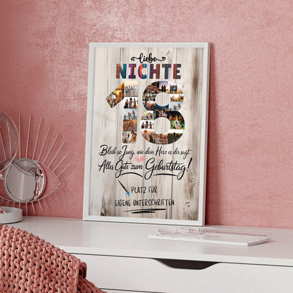 Personalisiertes Poster mit Unterschriften Nichte 18 Geburtstag Fotos