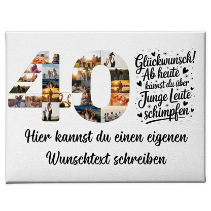 Personalisierte Fotoleinwand mit Wunschtext zum 40 Geburtstag Jungen