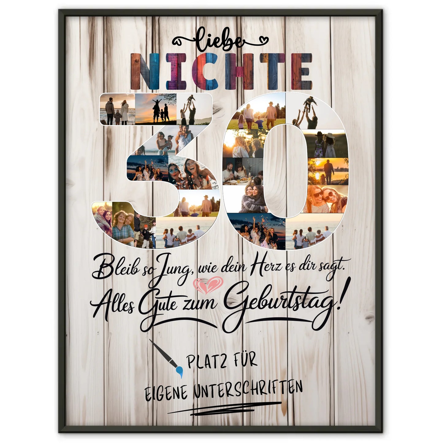 Personalisiertes Poster mit Unterschriften Nichte 30 Geburtstag Fotos