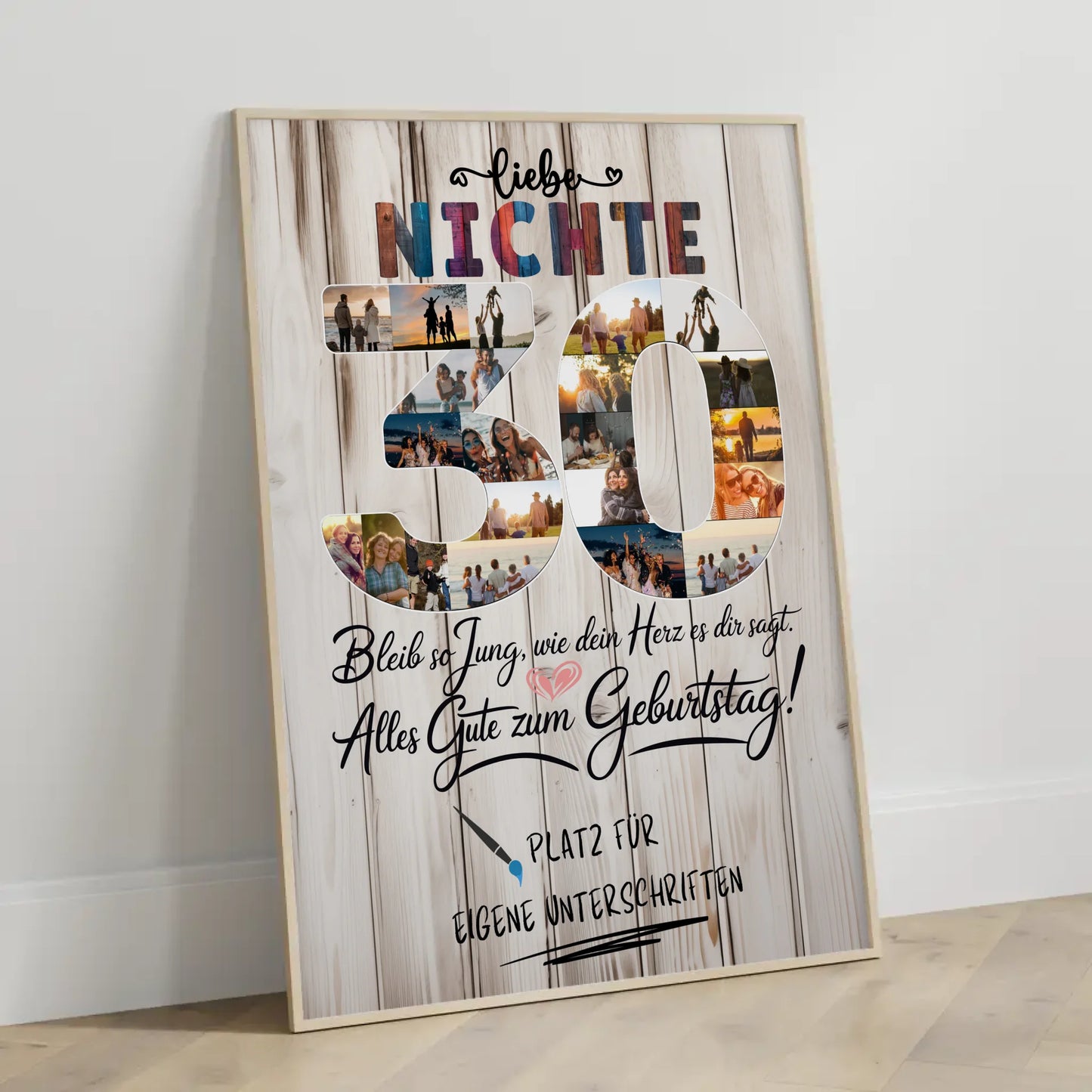 Personalisiertes Poster mit Unterschriften Nichte 30 Geburtstag Fotos