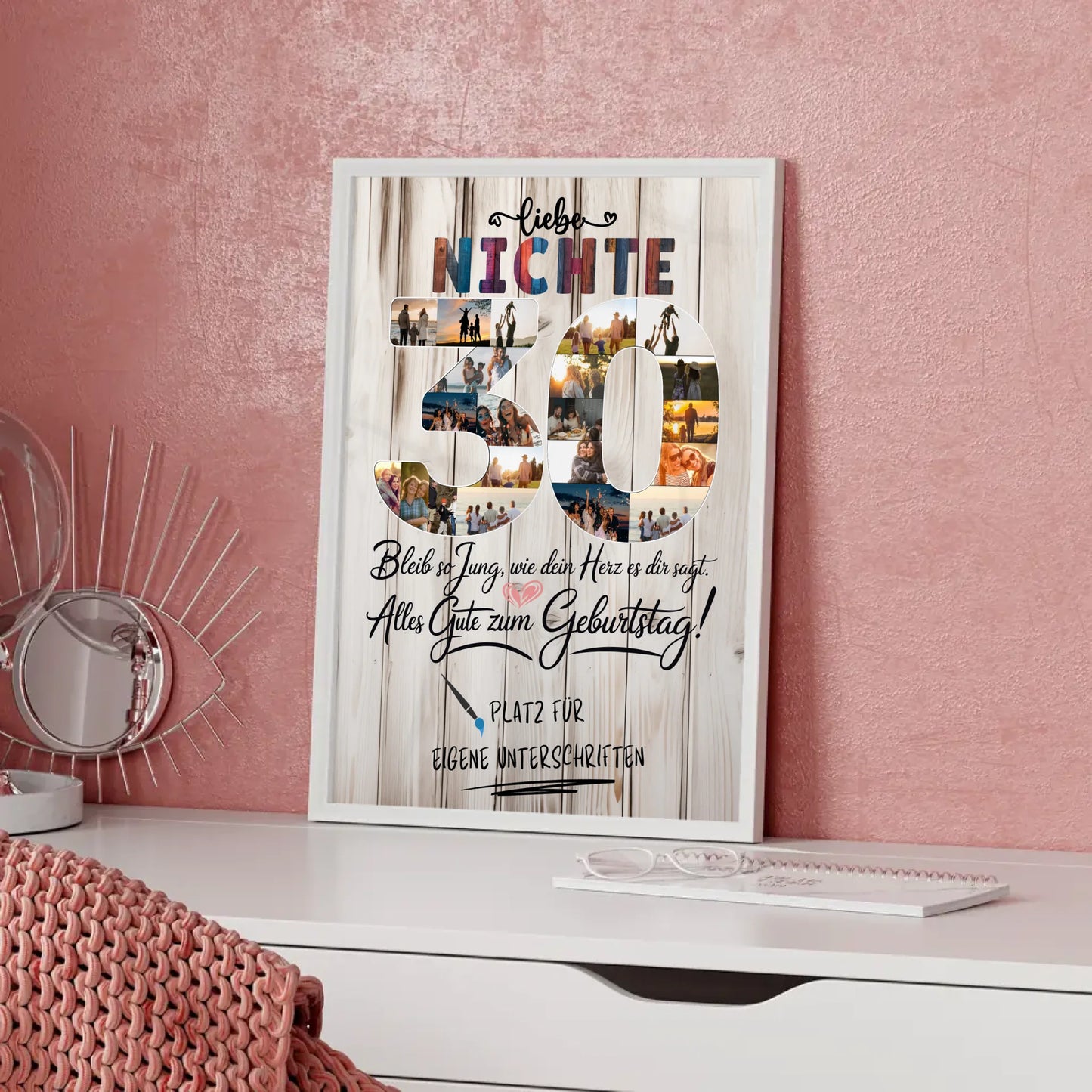 Personalisiertes Poster mit Unterschriften Nichte 30 Geburtstag Fotos