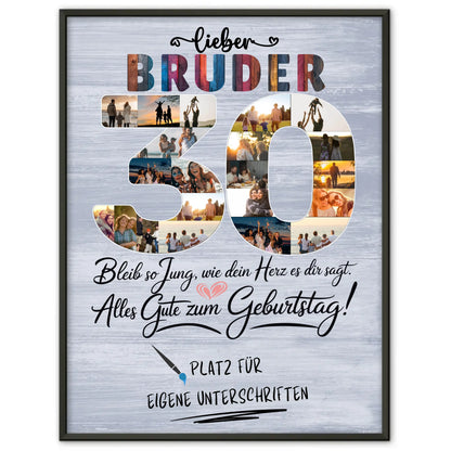 Personalisiertes Poster Bruder zum 30 Geburtstag mit Fotos