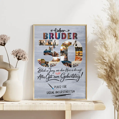 Personalisiertes Poster Bruder zum 30 Geburtstag mit Fotos