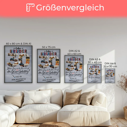 Personalisiertes Poster Bruder zum 30 Geburtstag mit Fotos