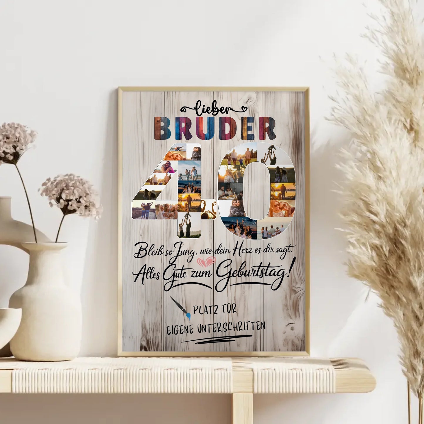 Personalisiertes Poster Bruder 40 Geburtstag mit Fotos Unterschriften