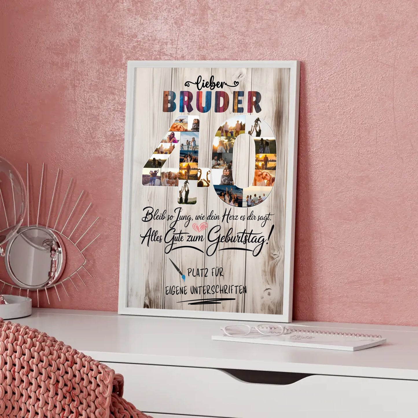 Personalisiertes Poster Bruder 40 Geburtstag mit Fotos Unterschriften