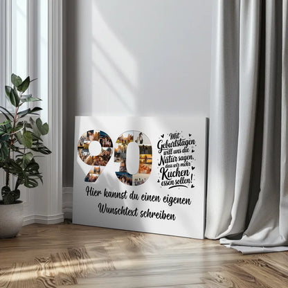 Personalisierte Fotoleinwand mit Wunschtext 90 Geburtstag Mehr Kuchen