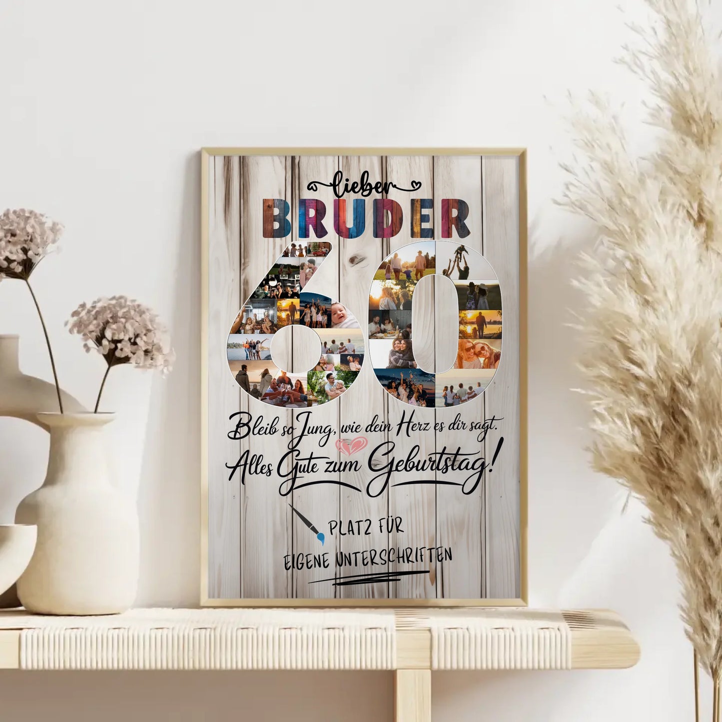 Personalisiertes Poster mit Unterschriften Bruder 60 Geburtstag Fotos Bleib Jung