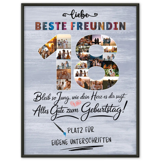 Personalisiertes Poster Beste Freundin 18 Geburtstag Fotos