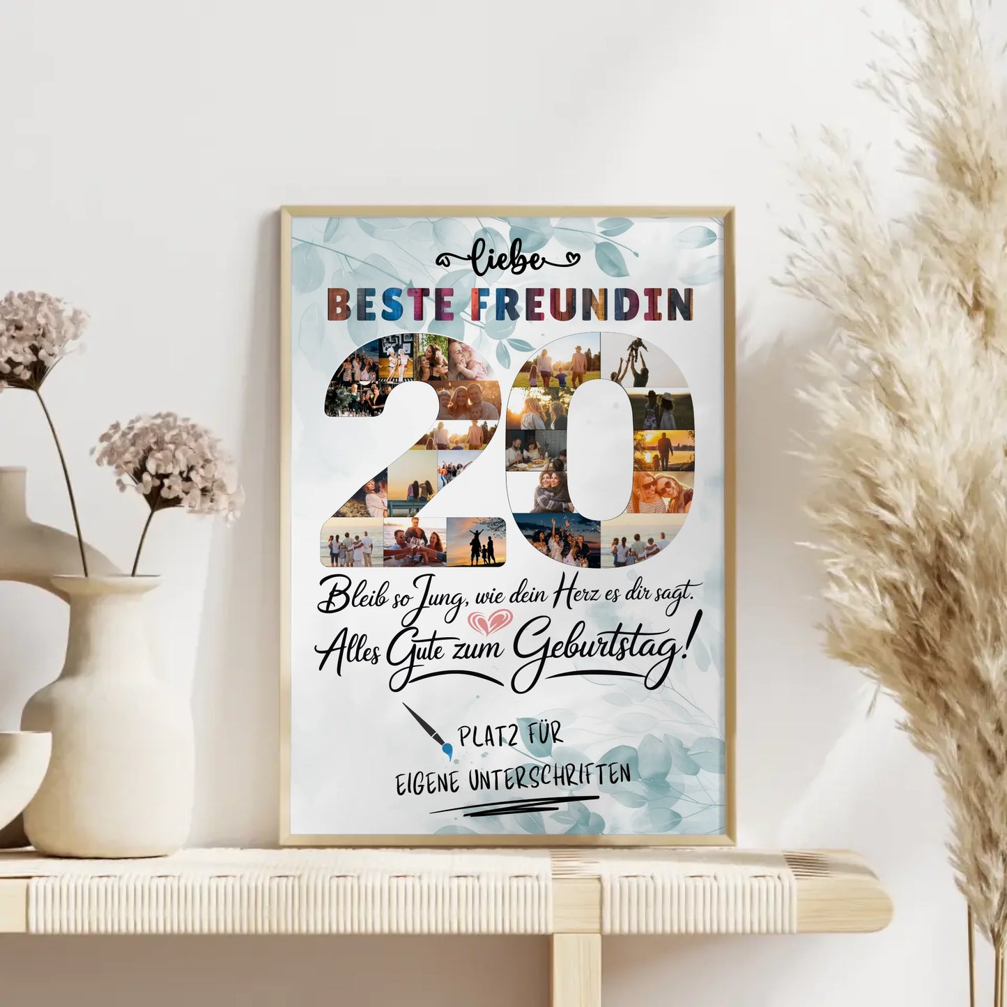 Personalisiertes Poster mit Unterschriften Beste Freundin 20 Geburtstag Fotos Bleib Jung