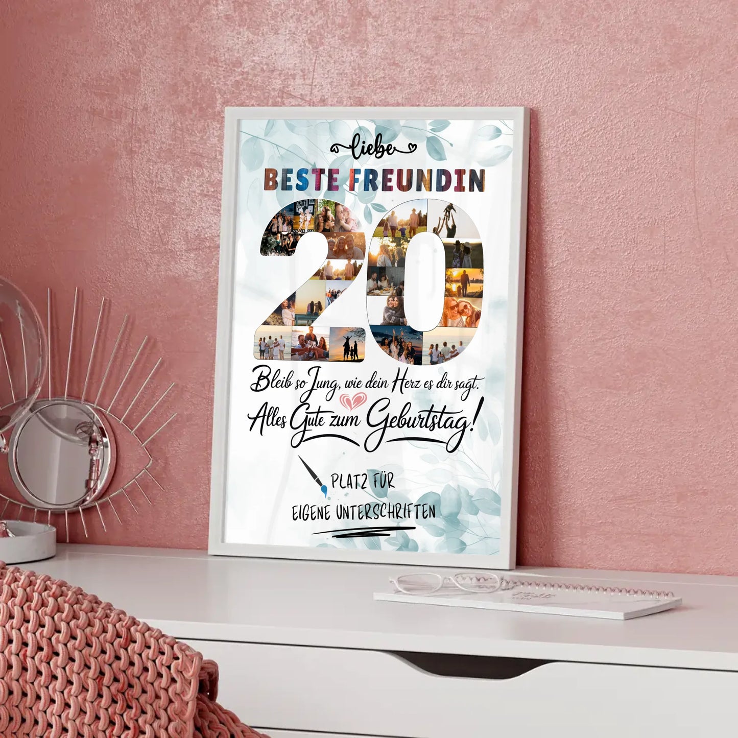 Personalisiertes Poster mit Unterschriften Beste Freundin 20 Geburtstag Fotos Bleib Jung