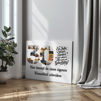 Personalisierte Fotoleinwand mit Wunschtext 30 Geburtstag Weiser und Stärker