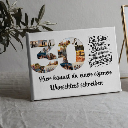 Personalisierte Fotoleinwand mit Wunschtext 30 Geburtstag Weiser und Stärker