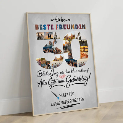 Personalisiertes Poster mit Unterschriften Beste Freundin 30 Geburtstag Fotos Bleib Jung