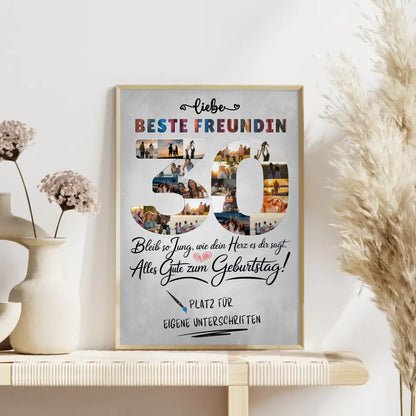 Personalisiertes Poster mit Unterschriften Beste Freundin 30 Geburtstag Fotos Bleib Jung