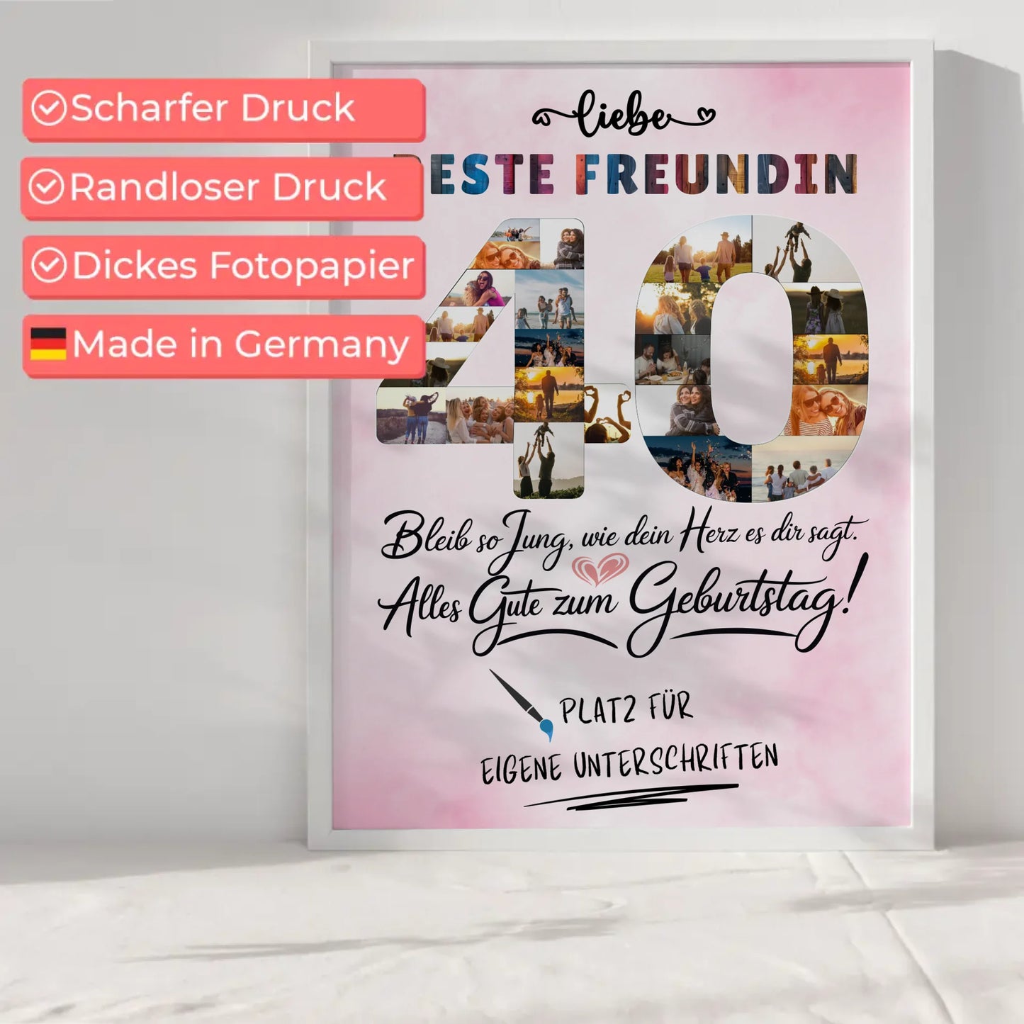Personalisiertes Poster Beste Freundin 40 Geburtstag Fotos