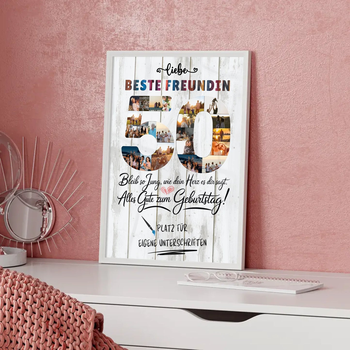 Personalisiertes Poster mit Unterschriften Beste Freundin 50 Geburtstag Fotos Bleib Jung