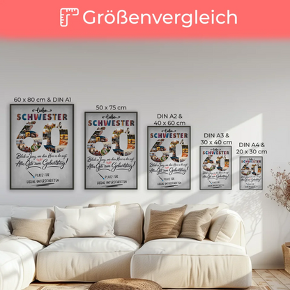 Personalisiertes Poster mit Unterschriften Schwester 60 Geburtstag Fotos
