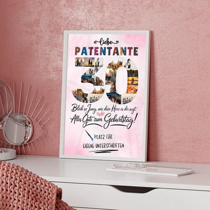 Personalisiertes Poster mit Unterschriften Patentante 30 Geburtstag Fotos Bleib Jung
