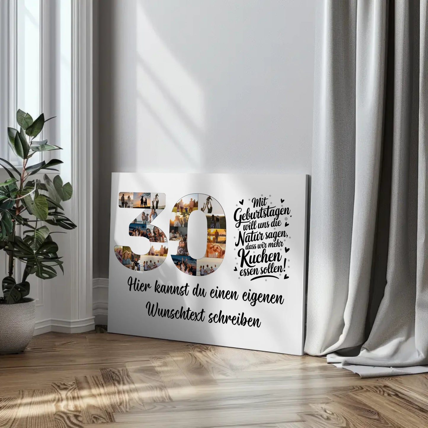Personalisierte Fotoleinwand Wunschtext 30 Geburtstag Mehr Kuchen