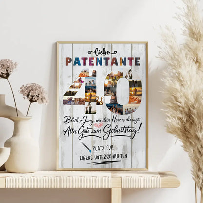 Personalisiertes Poster mit Unterschriften Patentante 40 Geburtstag Fotos Bleib Jung