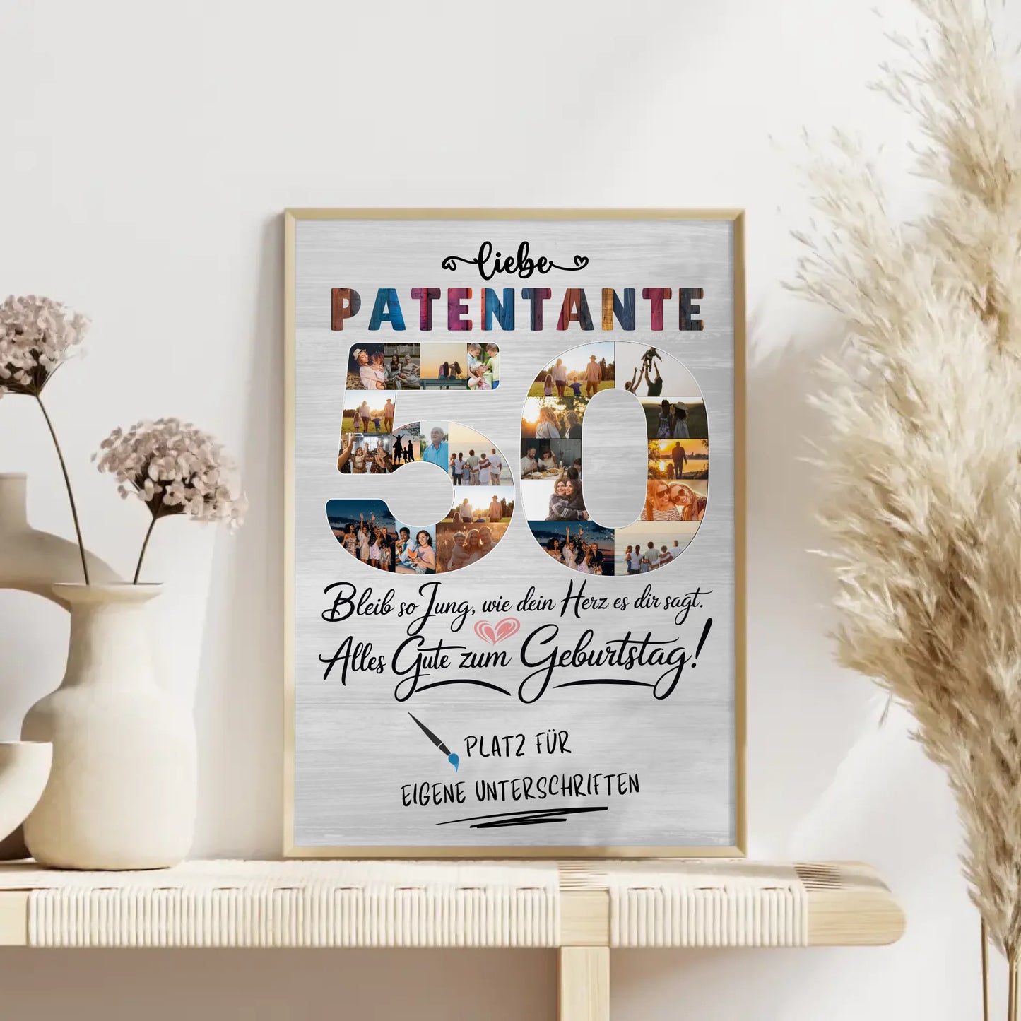 Personalisiertes Poster mit Unterschriften Patentante 50 Geburtstag Fotos Bleib Jung