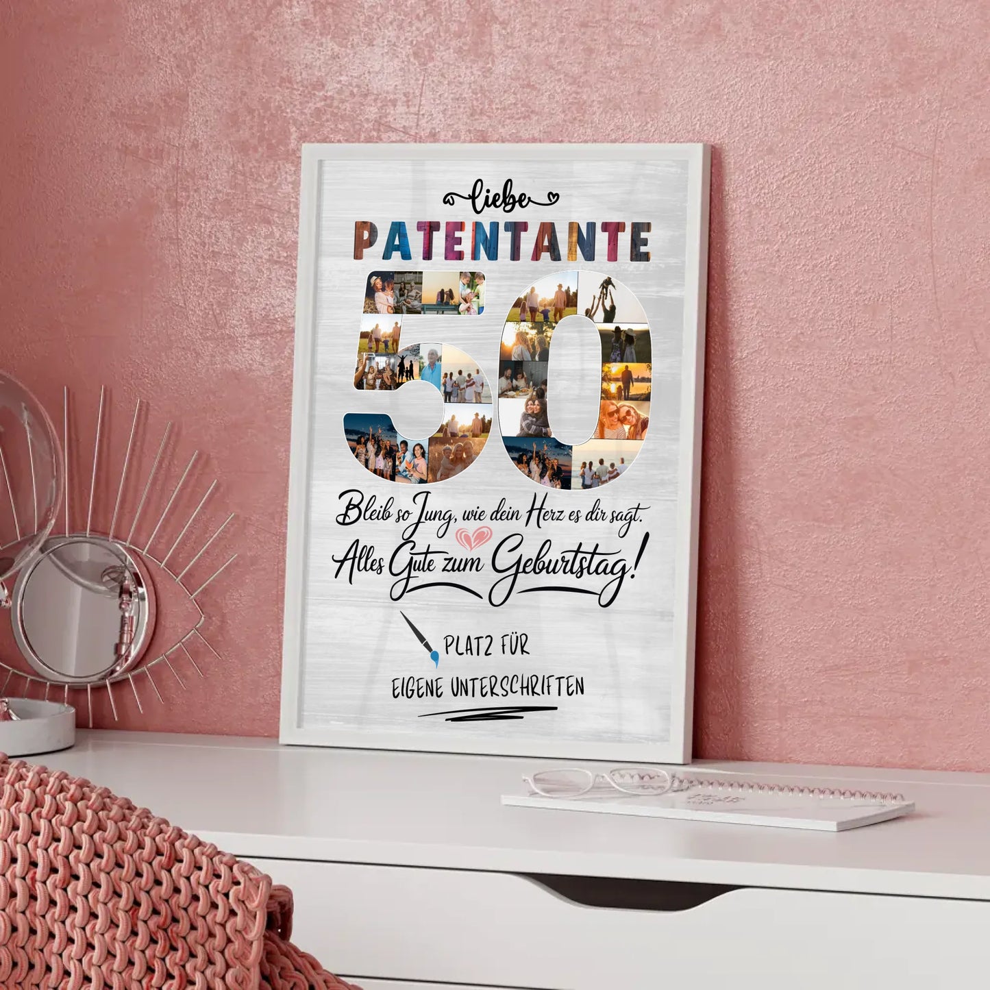 Personalisiertes Poster mit Unterschriften Patentante 50 Geburtstag Fotos Bleib Jung