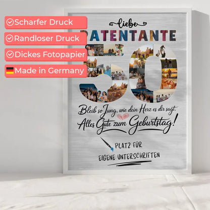 Personalisiertes Poster mit Unterschriften Patentante 50 Geburtstag Fotos Bleib Jung