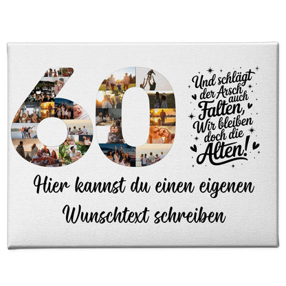 Personalisierte Fotoleinwand mit Wunschtext 60 Geburtstag Falten