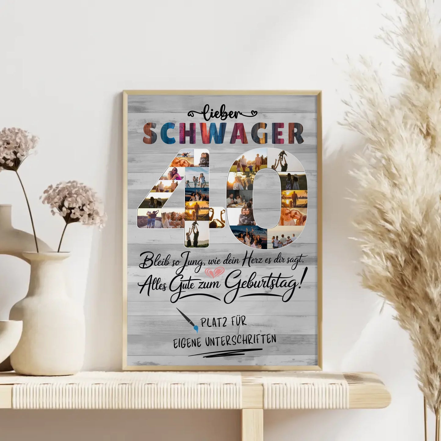 Personalisiertes Poster mit Unterschriften Schwager 40 Geburtstag Fotos