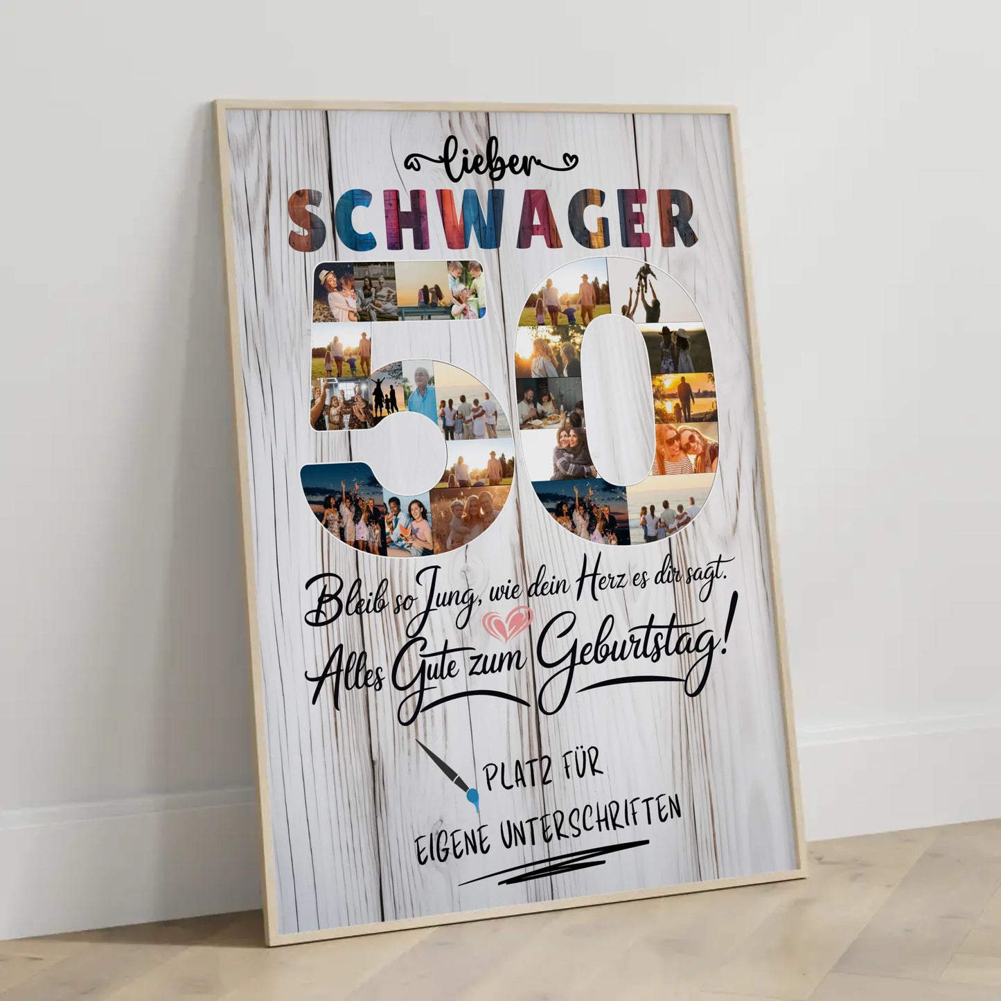 Personalisiertes Poster mit Unterschriften Schwager 50 Geburtstag Fotos Bleib Jung