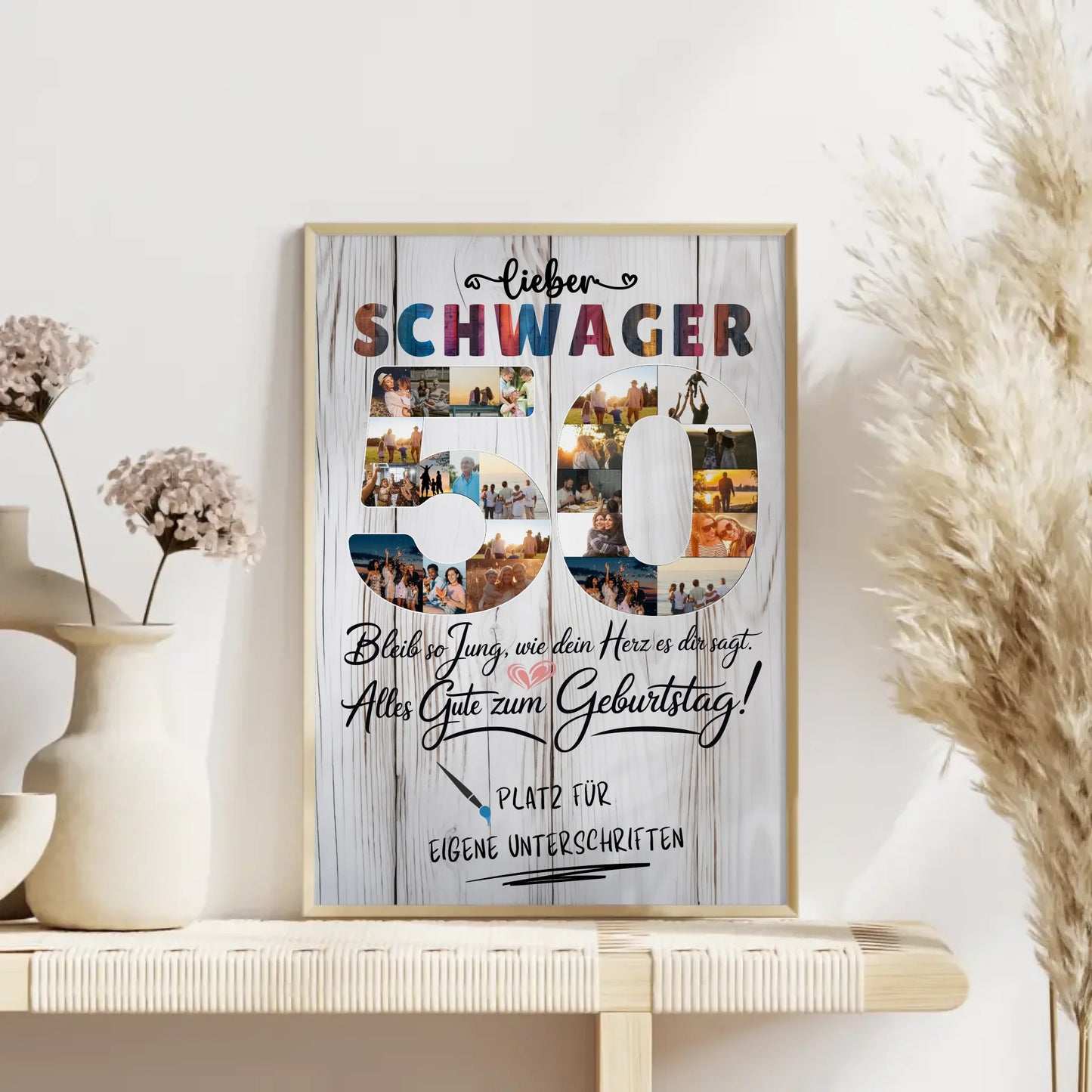 Personalisiertes Poster mit Unterschriften Schwager 50 Geburtstag Fotos Bleib Jung