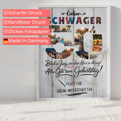 Personalisiertes Poster mit Unterschriften Schwager 50 Geburtstag Fotos Bleib Jung