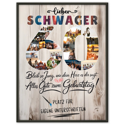 Personalisiertes Poster mit Unterschriften Schwager 60 Geburtstag Fotos