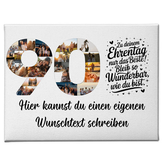 Personalisierte Fotoleinwand mit Wunschtext zum 90 Geburtstag