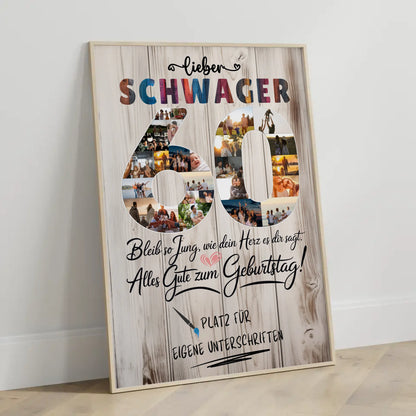 Personalisiertes Poster mit Unterschriften Schwager 60 Geburtstag Fotos