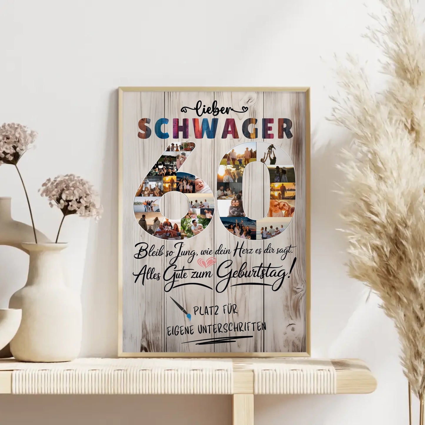 Personalisiertes Poster mit Unterschriften Schwager 60 Geburtstag Fotos