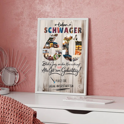 Personalisiertes Poster mit Unterschriften Schwager 60 Geburtstag Fotos