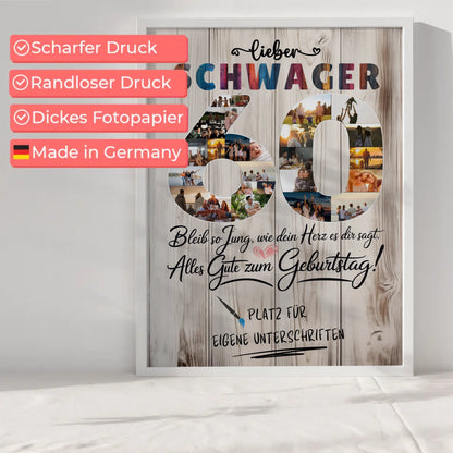 Personalisiertes Poster mit Unterschriften Schwager 60 Geburtstag Fotos